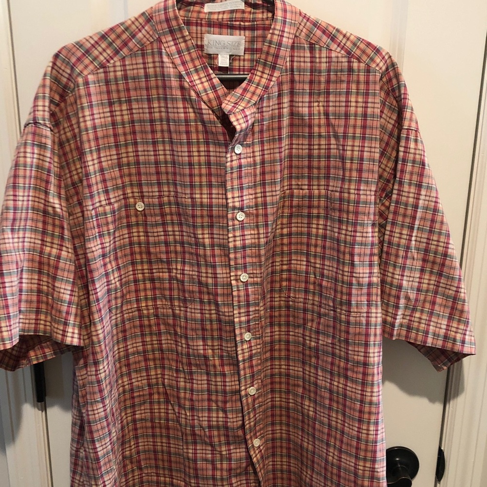 King Size Big & Tall 2XLT Short Sleeve Red plaid Shirt
